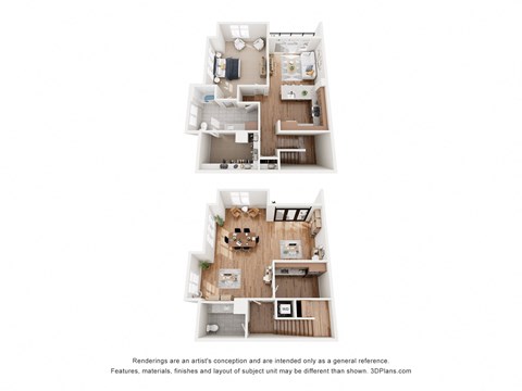 Floor plan for 1 bed, 1.5 baths, 2122 sqft